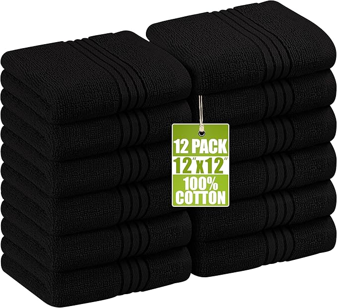Utopia Towels Wash Cloths Set, 12 by 12 Inches, 100% Cotton Ring Spun, Highly