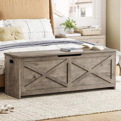 GarveeHome 47.2 in Storage Chest, Wooden Storage Bench with Safety Hinges, Easy Assembly, Large Shoe Bench for Entryway, Living Room, Bedroom