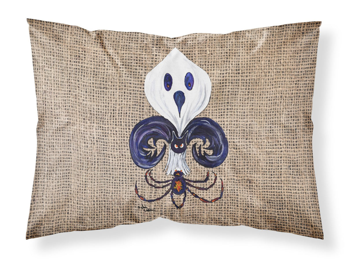 Caroline's Treasures 8749PILLOWCASE Halloween Ghost Spider Bat Fleur de lis Fabric Standard Pillowcase Lightweight Super Soft Easy Care Decorative Artwork Pillowcase, Standard