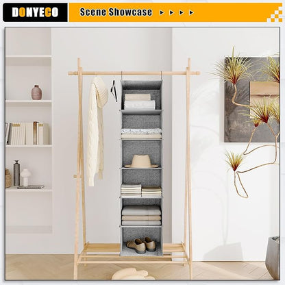 6-Shelf Hanging Storage Closet Organizer, Linen Rv Storage and Organization