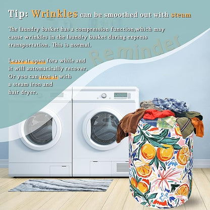 Tropical Fruit Orange Laundry Hamper Summer Colorful Laundry Basket