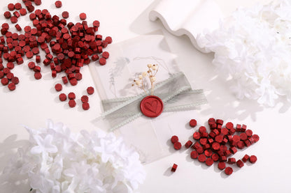 Yoption 360Pcs Blood Red Sealing Wax Beads with 2 Spoons and 4 Tea Candles for Wax Seal Stamps, Cards, Wedding Invitations, Wine Packaging, Gift Wrap, Envelopes