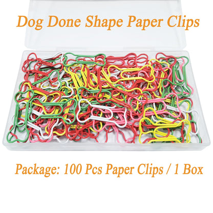 Paper Clips 5 Colors Cute Dog Bone Creative Paper Clip for Notebook Files Office School Home Use, Perfect for Desk Organization & Unique Gifts (100 Pcs)