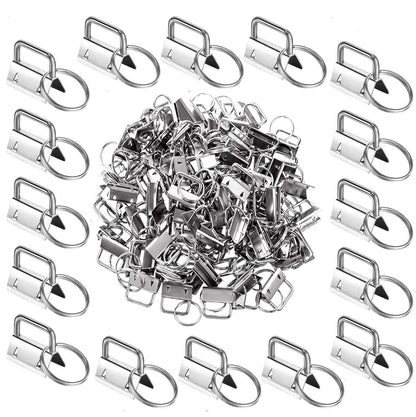 Qovydx 45Pcs 1 inch Silver Key Fob Hardware Kits 1” Metal Keyfobs Hardware Bulk for Keychains Fob Wristlet Hardware with Key Ring for Lanyard
