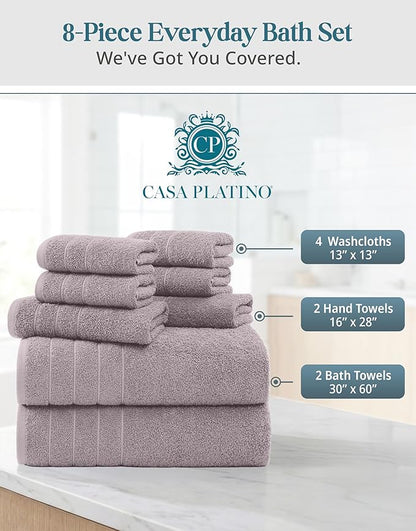 CASA PLATINO 100% Cotton Bath Towel Set 8 Pcs