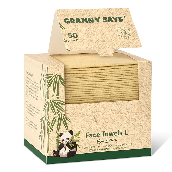 GRANNY SAYS Disposable Face Towels, Bamboo Viscose Face Towelettes Disposable