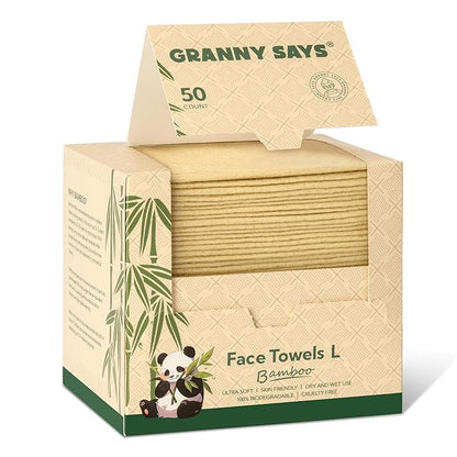 GRANNY SAYS Disposable Face Towels, Bamboo Viscose Face Towelettes Disposable