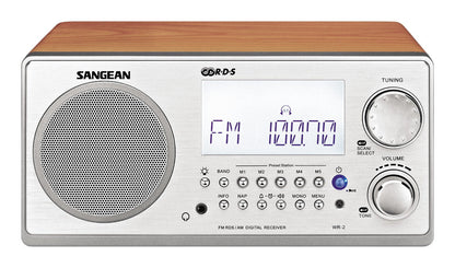 Sangean WR-2 AM/FM-RBDS Wooden Cabinet Digital Tuning Radio (Walnut)