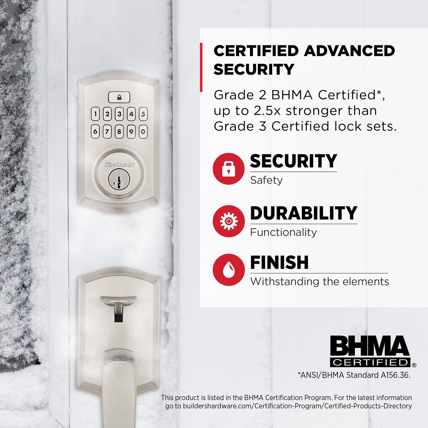 Kwikset SmartCode 260 Keyless Entry Electronic Keypad Deadbolt Door Lock with Auto-Lock, Custom User Codes, Advanced Security in Satin Nickel Contemporary