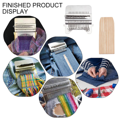 arricraft Wood Knitting Looms, Mini Weaving Frame Loom Kit with Pin Rubber Findings for DIY Weaving Arts, Repair Clothes, Mending Jeans