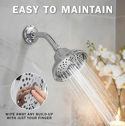 Aqua Elegante Massage Shower Head With Mist - High Pressure Boosting, Adjustable Massaging Rainfall Showerhead For Low Flow Showers With Water Saving Nozzles - 2.5 GPM - Polished Chrome