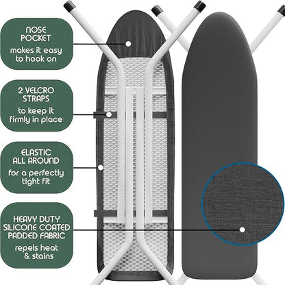 Hearth & Harbor Ironing Board Cover and Pad 15x54 Full Size, Thick Heavy Duty