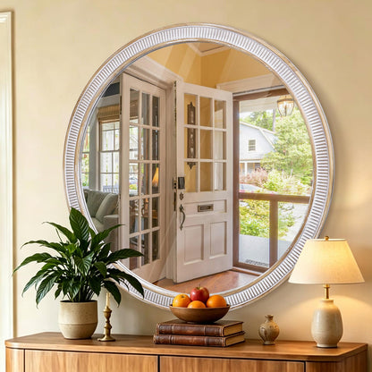 30 Inch Round Mirror, Rustic Farmhouse Circle Mirrors for Wall Decor
