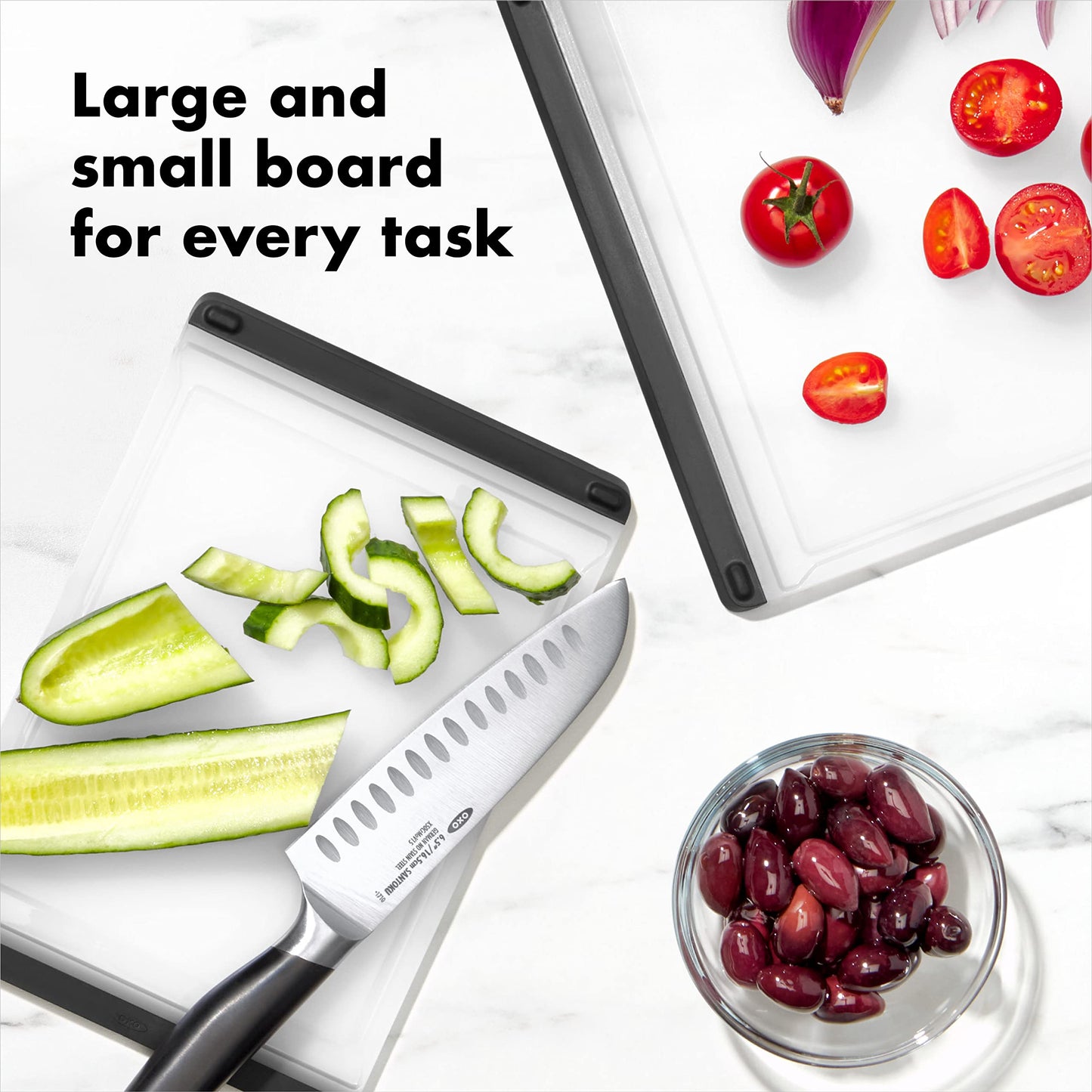 OXO Good Grips 2-Piece Plastic Cutting Board Set (Pack of 1),Clear