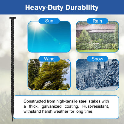 DOLEMODUO 4 Pack Rebar Stakes - 5/8 Diameter Heavy Duty Metal Stakes with Chisel Point Ends, Ground Stakes for Yard and Camping, Tree Stakes Supports