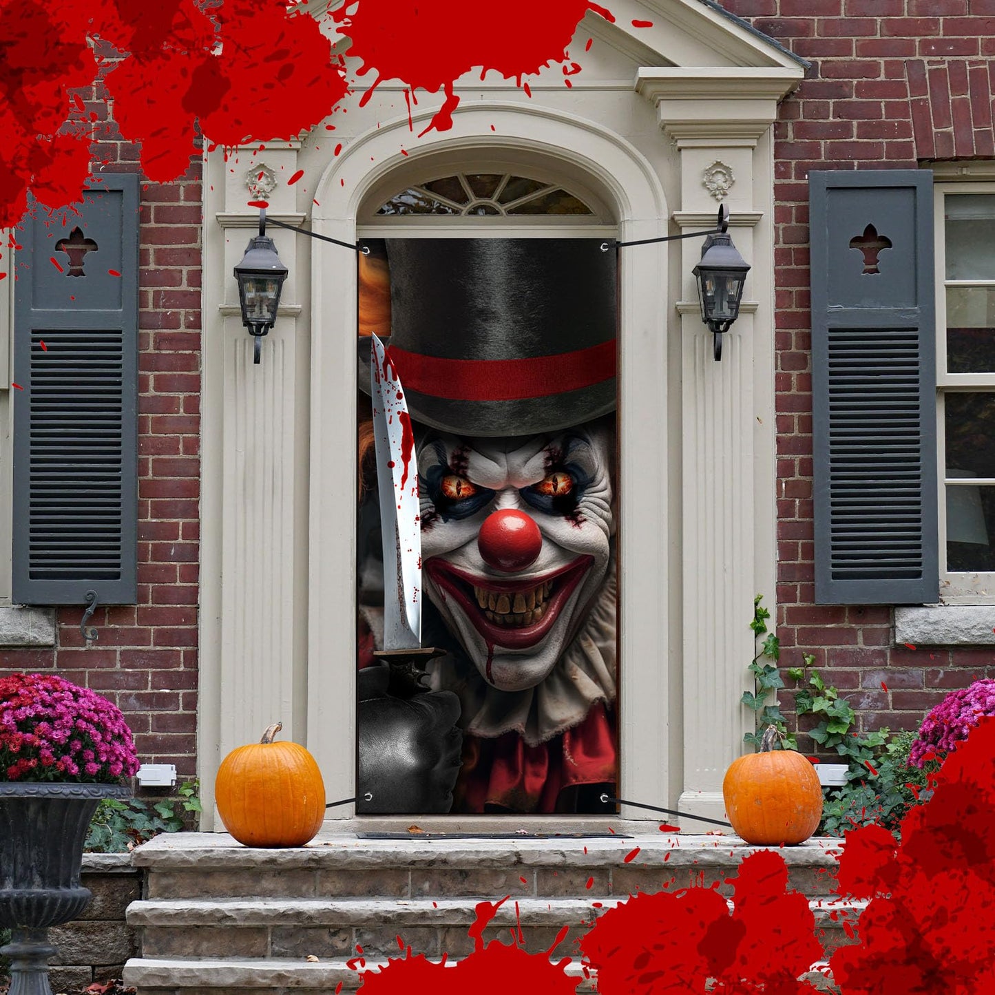 HunnmingRe Clown Door Cover Decoration Carnival Clown Decorations 70 x 35 Inch Scary Circus Backdrop Hanging Halloween Door Banner for Party Decoration(Killer Clown)