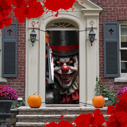 HunnmingRe Clown Door Cover Decoration Carnival Clown Decorations 70 x 35 Inch Scary Circus Backdrop Hanging Halloween Door Banner for Party Decoration(Killer Clown)