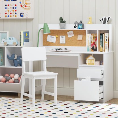 Spirich Kids Desk and Chair Sets, Kids Study Desk Set with Hutch and Storage, Children Wooden Study Table for 5-12 Years Old, Student Writing Table Computer Workstation