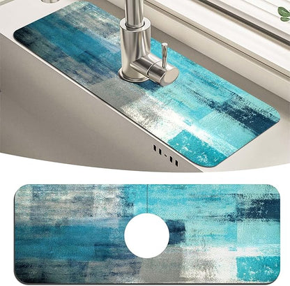 MCALK Turquoise Kitchen Sink Faucet Mat Splash Guard, Absorbent Quick-Dry