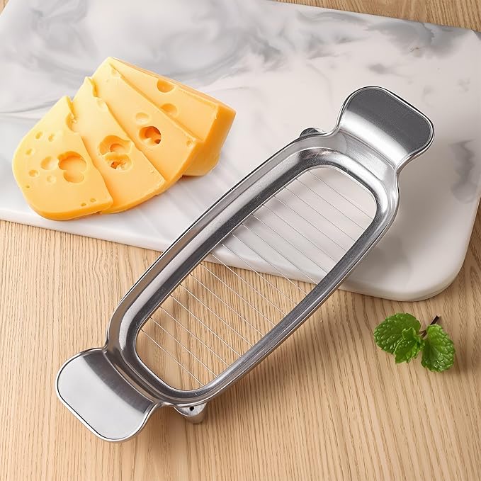 Butter & Cheese Slice Cutter - Stainless Steel Multipurpose Butter and Cheese Cutter Slicer for Evenly Slicing Butter Blocks, Cheeses, Eggs, Non-Stick，Compact & Portable for Home, BBQ, Camping
