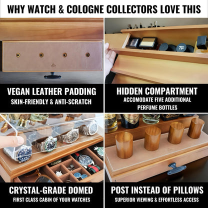 SeLuM Cologne watch organizer and white cologne organizer for men