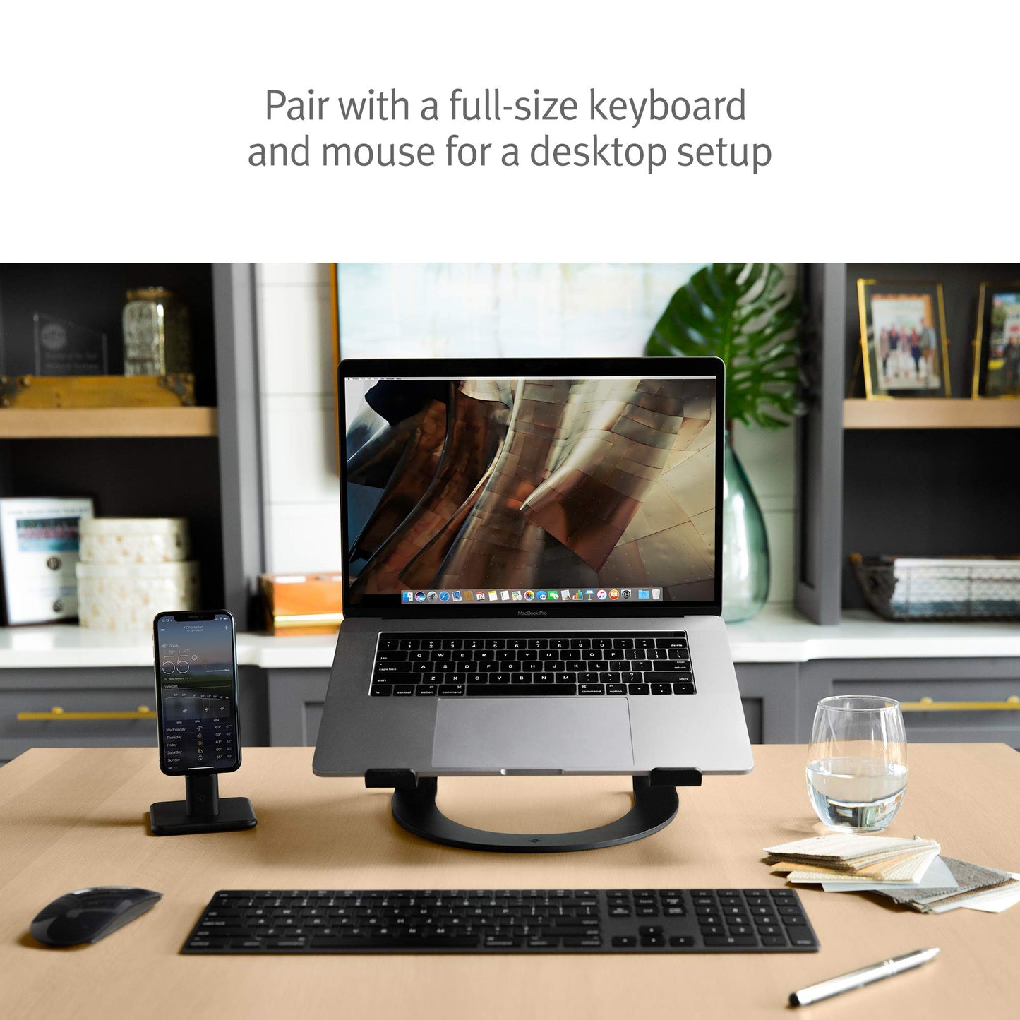 Twelve South Curve for MacBooks and Laptops | Ergonomic desktop cooling stand for home or office (matte black)