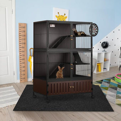 Drydiet 56" x 42" Ferret Playpen Mat, Under Pet Cage Liner, Absorbent/Waterproof Felt Pad for Ferret Cages, Bird Cage Reptile Aquariums, Dog Kennels, with Non-Slip Backing for Hard Floors