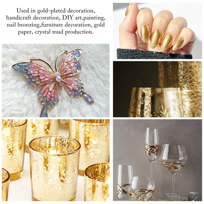 120 Pcs Champagne Gold Imitation Gold Leaf Sheets, 3.54x3.54 Inches Foil Sheets for Crafts, Sculptures, Furniture, Art Decorations, Gilding, Nails & Paintings