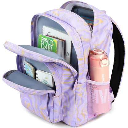 abshoo Classical Basic Marble Womens School Backpack For College Teen Girls Water Resistant Bookbag (Marble Purple)