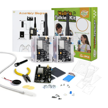 eUda+ STEM Walkie-Talkies Kit Building Toys for Boys Age 8-12-14-16-17+ Educational Games for Kids 8-12 Stem Kits for Kids Age 12-14 DIY Kits for Kids Teenage Girl Gifts (Assembly Version, RTC)