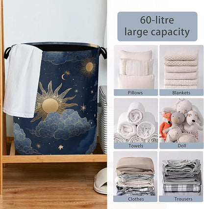 Sun Moon Stars Laundry Basket, Oxford Cloth Laundry Hamper