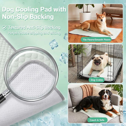 PatiencET Large Dog Cooling Mat, 32 x 44 in No-Gel Cooling Pad for Dogs, Cool Touch Pet Mat with Ice-Dot Texture, Washable Summer Dog Mat for Crate, Kennel, Floor, Sofa, Car, Light Green