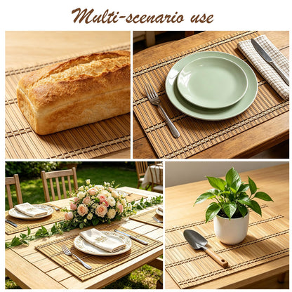 ChiUGua Bamboo Placemats, Heat-Resistant Table Mats, Set of 4, Brown