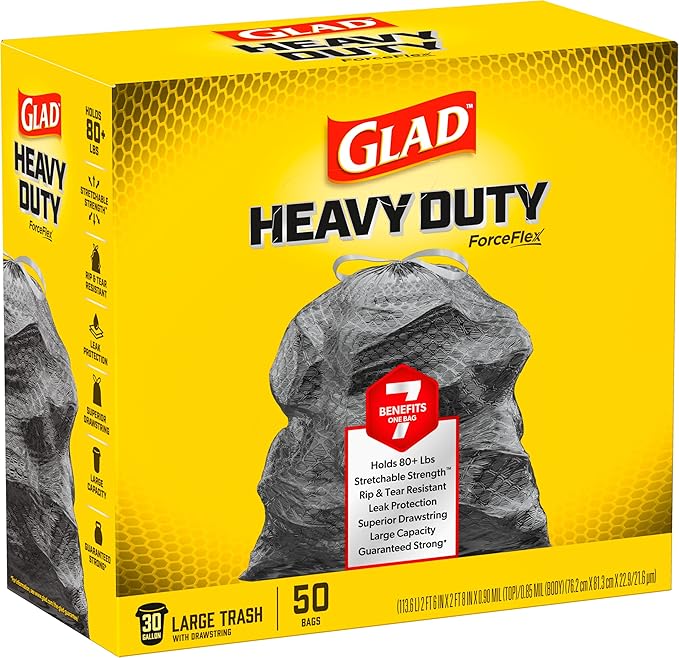 Glad Trash Bags, ForceFlexPlus Drawstring Large Garbage Bags