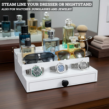 SeLuM Cologne watch organizer and white cologne organizer for men