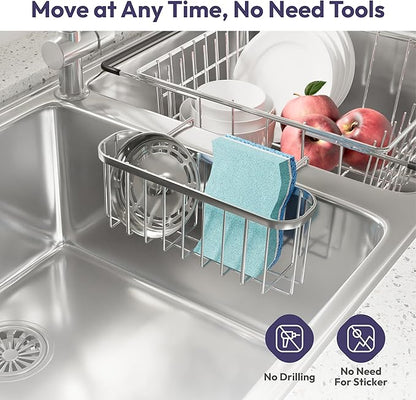 SWTYMIKI Sponge Holder for Kitchen Sink, Movable Kitchen Sink Caddy