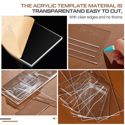 Chunful 13 Pcs Acrylic Leather Wallet Patterns Templates Drawings Kit Clear Sewing Templates Tool for Purse Women Leather Hand Crafts Lovers DIY Beginner