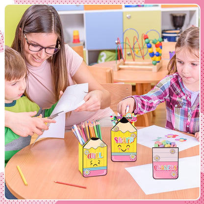 Fayoo 3 Pcs Sharp and Dull Pencil Holder for Classroom Teacher Appreciation Gifts Eraser Buckets Pencil Dispenser Wooden Desktop Organizer for Office Students No Assembly Required