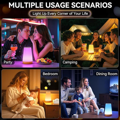 Auxmir Rechargeable LED Night Light, Touch & Remote Control Bedside Lamp with 13 Colors, 5 Brightness Levels, Portable Table Lamp for Kids Baby Nursery, Bedroom, Bathroom, Camping, Light Brown