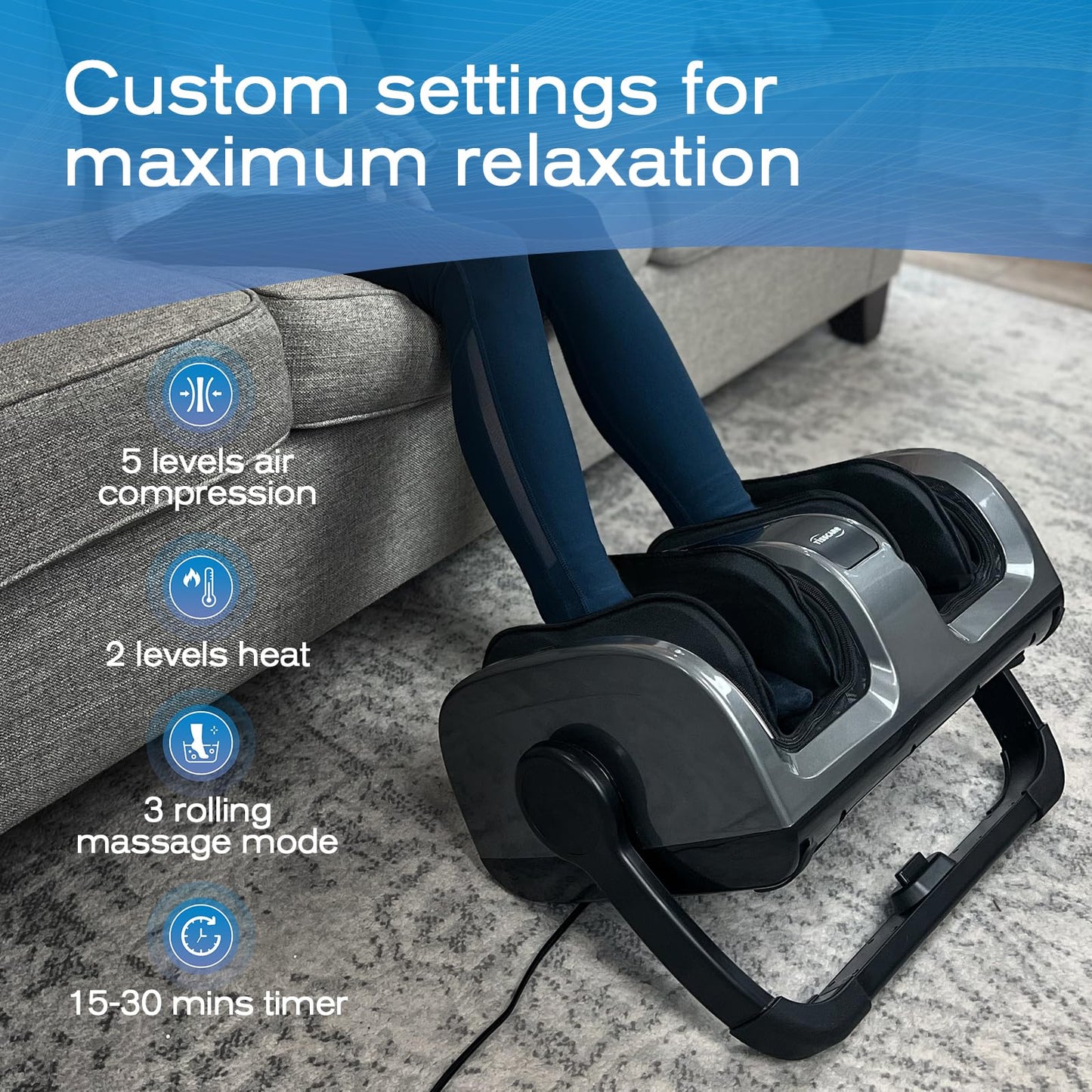 TISSCARE Foot Massager with Heat: FSA HSA Eligible Shiatsu Foot Massager for Plantar Fasciitis,Neuropathy, Circulation and Pain Relief for Foot Calf Gifts for Women and Men