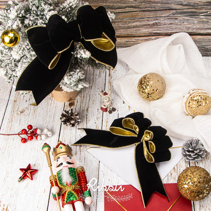 Ribbli Black Velvet Wired Ribbon 2.5 Inch Luxury Matte Velvet Christmas Ribbon for Gift Wrapping Christmas Tree Decoration Crafts Wreaths Supplies - 10 Yards