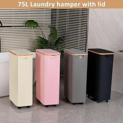 75L Slim Laundry Hamper with Wheels, Clothes Hamper