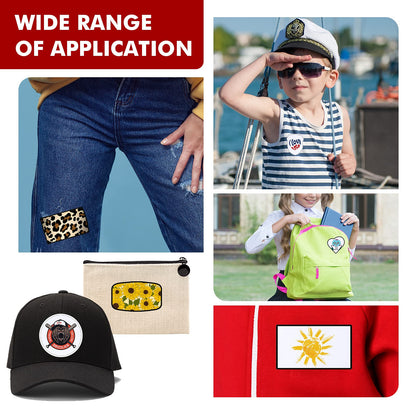 60 Pcs Sublimation Patches Fabric 6 Shapes Iron On Blank Patches Repair Embroidery for DIY Crafts Hats Caps Shirts Shoes Jeans Bags Backpack Uniforms Supplies, Black and White Frame
