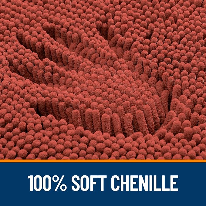 OLANLY Toilet Rugs U-Shaped 20x20, Extra Soft Absorbent Chenille Contour Bathroom Rugs for Toilet, Dry Quickly, Machine Washable, Non-Slip Bath Mat, Rustic Terracotta
