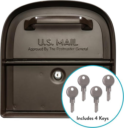 Architectural Mailboxes 6300RZ Oasis 360 Locking Parcel Mailbox with 2-Access Doors, X-Large, Rubbed Bronze | Galvanized steel build with a secure steel cam lock, dual access doors, and hopper delivery door. USPS approved.