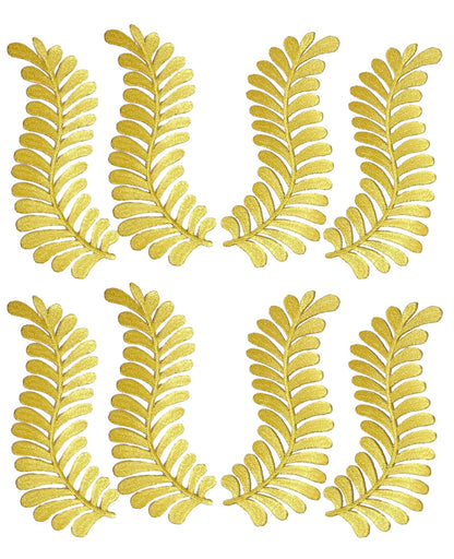 MSCFTFB 4 Pairs Leaves Iron on Patches,Decorative Ivy Embroidered Patch,Fabric Repair Patch for Clothes Jean Jacket Pant Vest Backpack Appliques Embellishments (Gold)