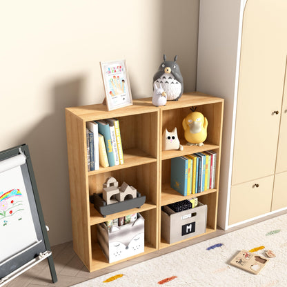 NewBeth Wooden 3 Cube Storage Organizer,3 Tier Low Bookcase Freestanding Storage Display Organizer,Versatile Cubes Shelf and Cubby Unit for Any Space 15.7inch