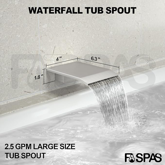 Brushed Nickel Shower System with 10-Inch Rain Showerhead and Tub Spout | cUPC-certified pressure balance brass valve to prevent scalding, CEC-certified air injection technology for low pressure