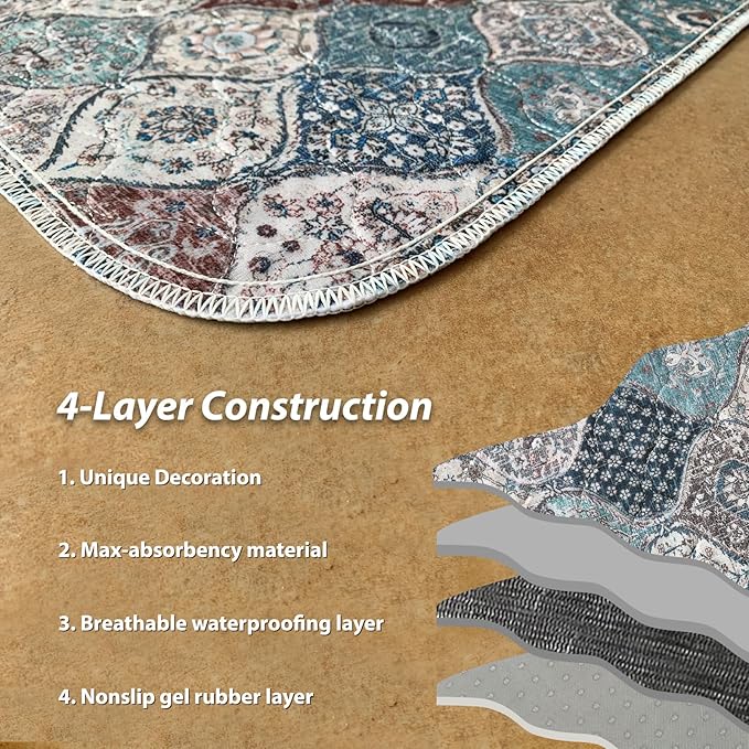nunubaby Washable Pee Pads for Dogs, Stylish, Non-Slip and Leak-Proof Pee Pads. Reusable Potty Pads for Dogs for Crates and Floors.(Dark Red/Multi,48" x48" )
