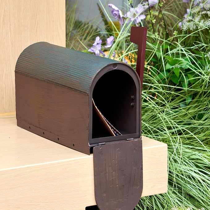Heavy Duty Mailboxes for Outside, Post Mount Mailbox,Decorative Mailboxes Outside Courtyard Garden (Rusty-Bird)